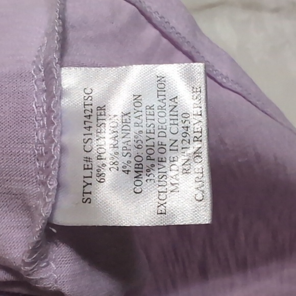 Como Vintage Light Purple Eyelet Sleeve Tee Size Extra Large - Picture 4 of 5
